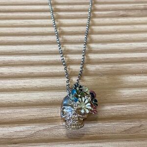 Floral Skull Long Necklace